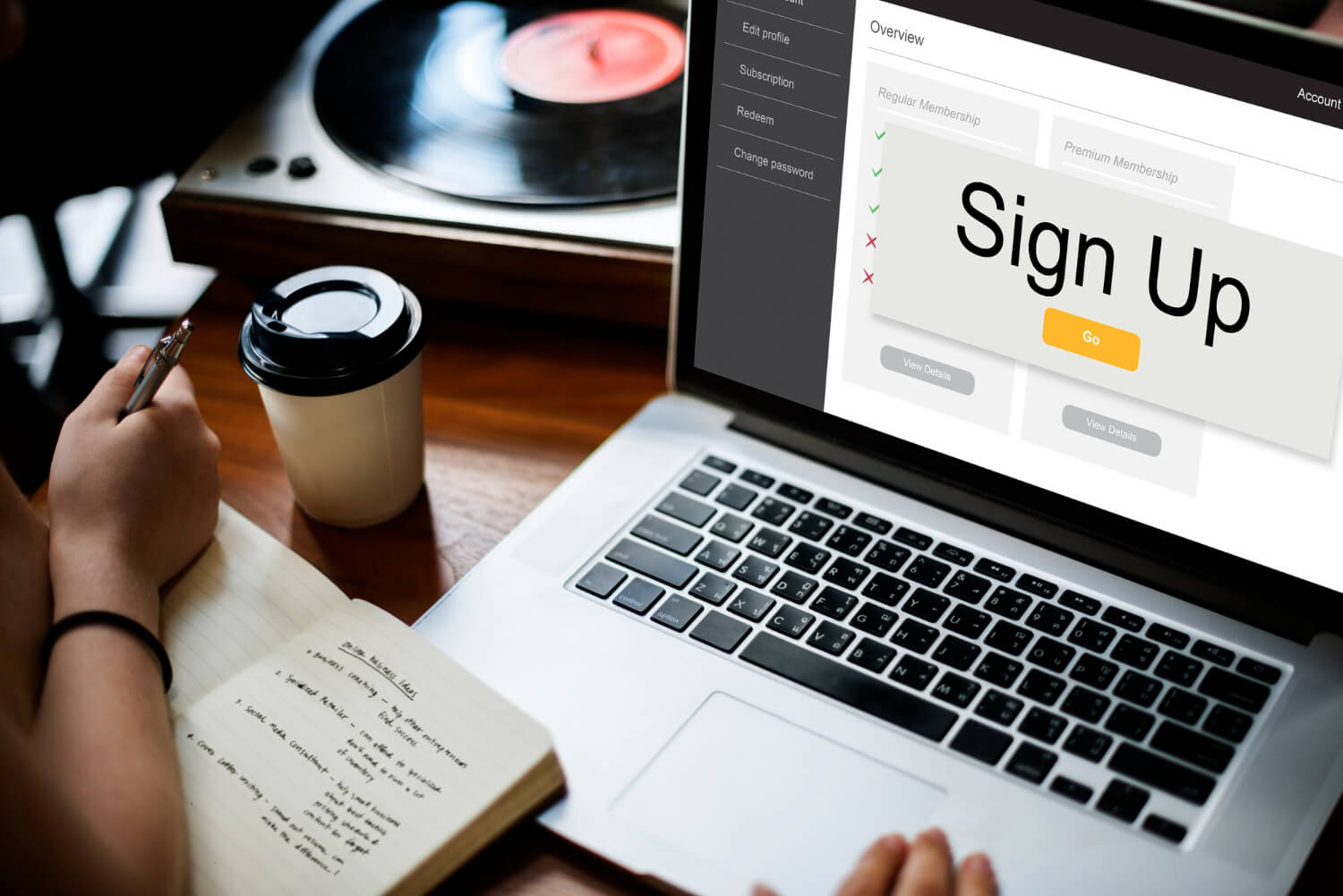 clicking the sign up and cta
