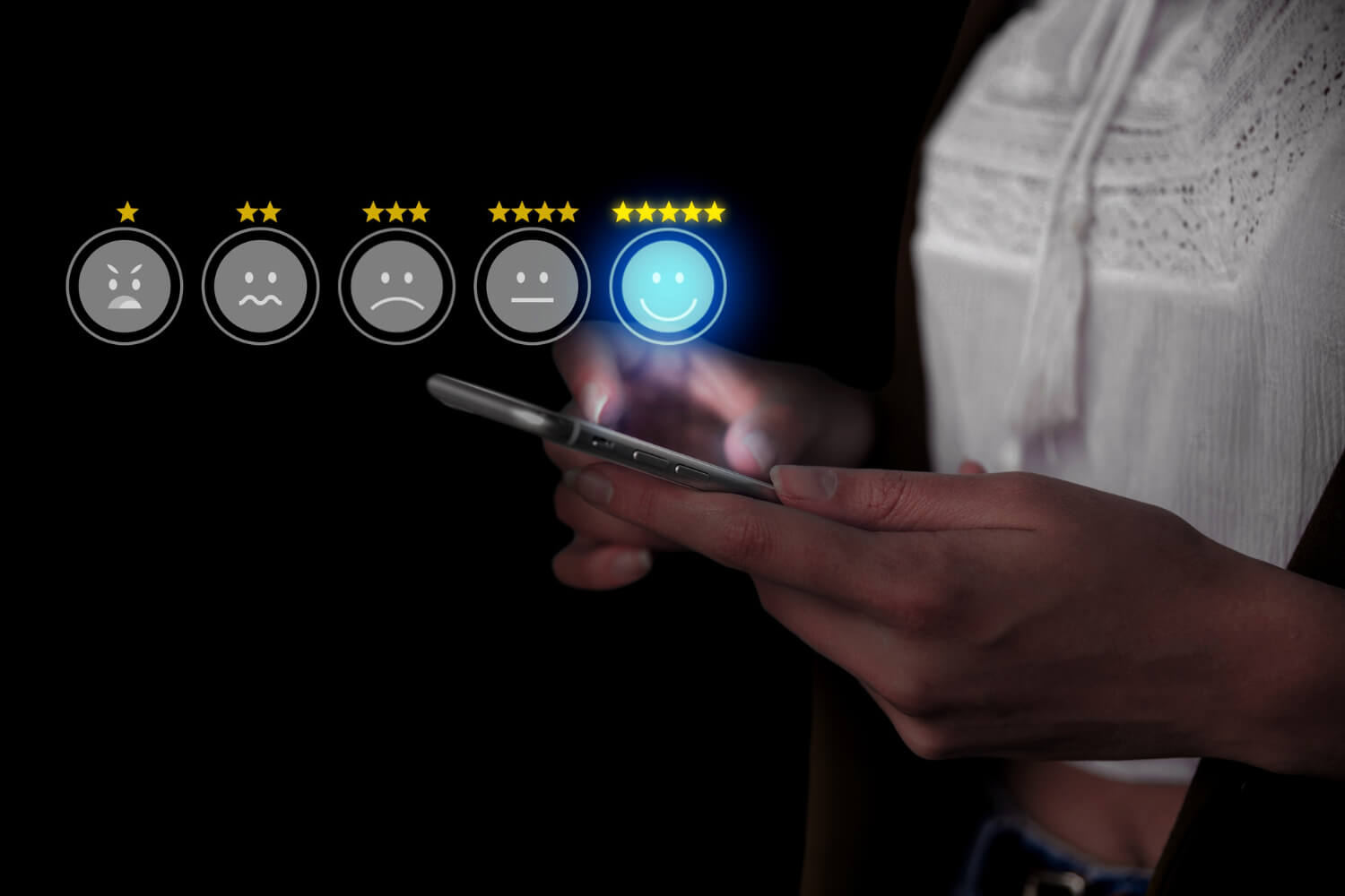 person rating a website