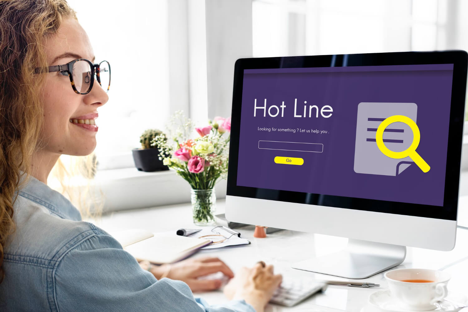 user looking on a simple landing page